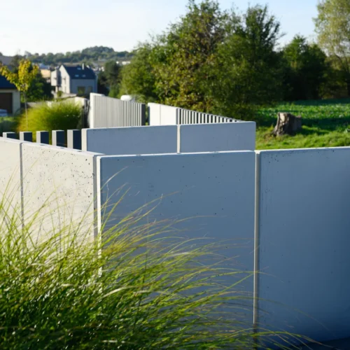 Mur ogrodzeniowy narożny - lewy - z betonu architektonicznego (100 cm szerokości)